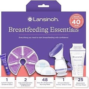 NWT Lansinoh Breastfeeding Essentials Set - Purple and White